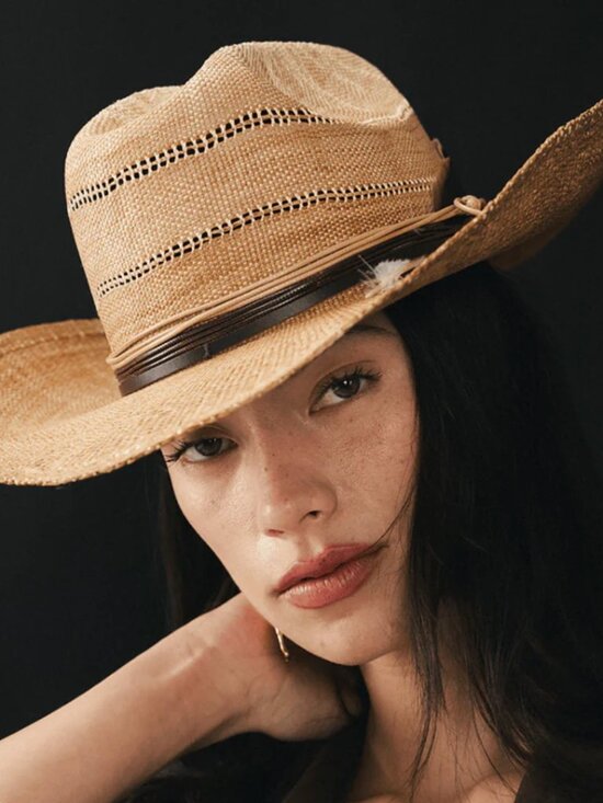 NWT Gigi Pip Davey Straw Cowboy Hat Size M/L 59S in color Washed Tan main image 4